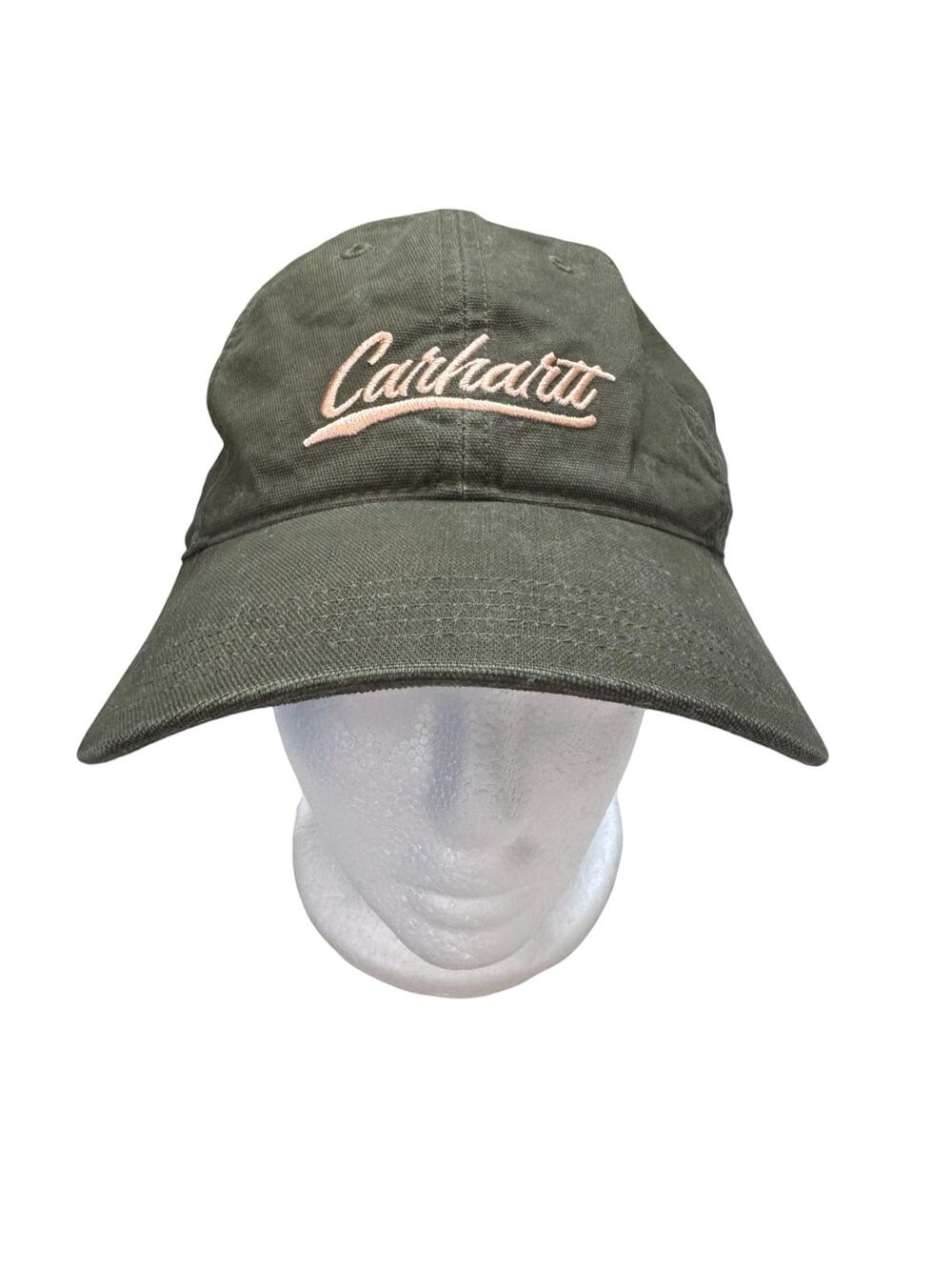 CARHARTT Olive Green Canvas Script Graphic Cap One Size Womens Hat